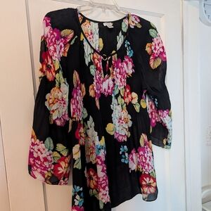 SPENSE Floral Black Women's Top XL